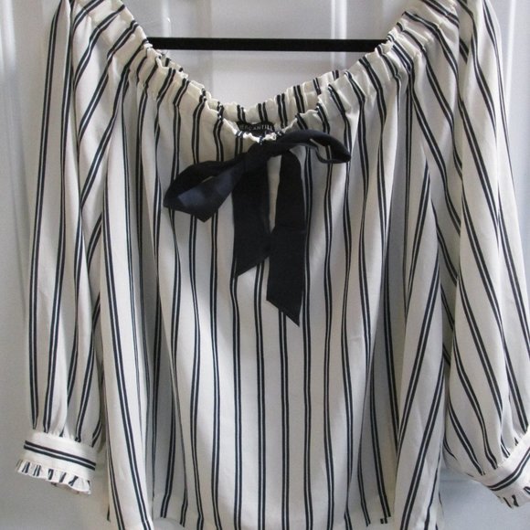J. CREW Mercantile striped off shoulder blouse - Picture 7 of 14